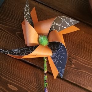 Handmade Pinwheel on a Halloween Pencil